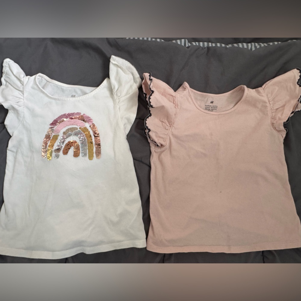 H&M Kids' Sequin Rainbow and Ruffle Sleeve Tees